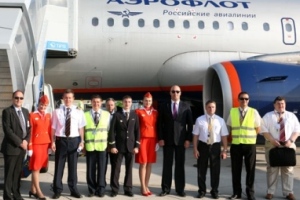 Dubrovnik, 1. lipnja 2011. - prvi zrakoplov ruske nacionalne kompanije Aeroflot iz Moskve s 50 putnika sletio je u dubrovačku Zračnu luku (Foto: Nikša Duper)